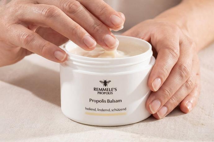 Remmele Propolis Balsam wird zur Hautpflege verwendet