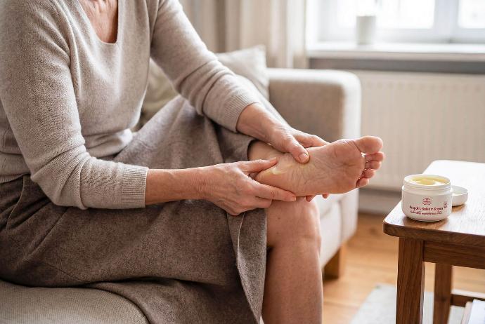 Remmele Propolis Balsam Royale mit Gelee Royale wird auf die Haut aufgetragen