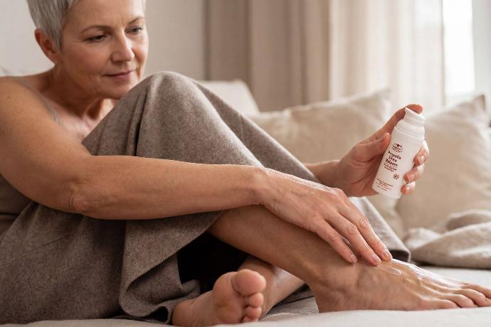 Remmele Propolis Shea Balsam mit Sheabutter wird auf die Haut aufgetragen