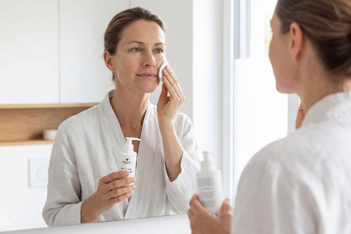 Remmele Propolis Pfirsich Tonic wird als erfrischendes Gesichtswasser angewendet