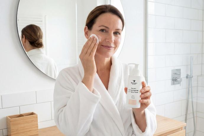 Remmele Propolis Reinigungssahne wird sanft zur Gesichtsreinigung verwendet